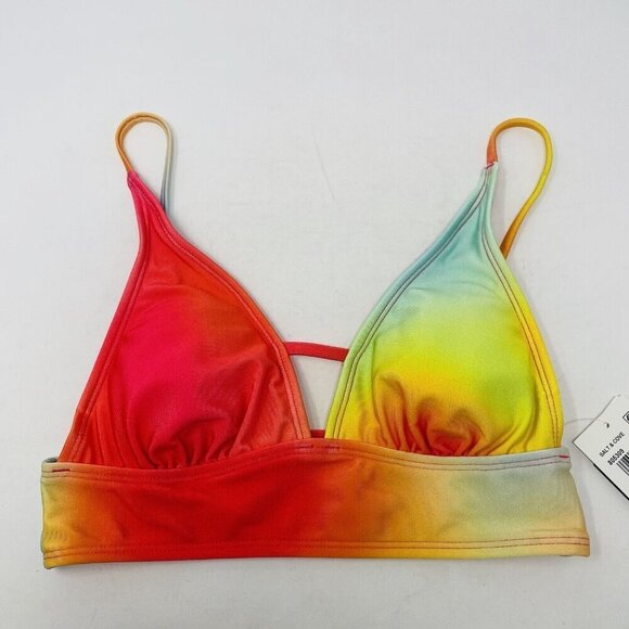 Salt & Cove Juniors Size XS Colorful Ombre Printed Front-Tab Bikini Top 1861 - Picture 3 of 8